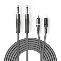 Nedis Stereo-Audiokabel | 2x 6,35 mm Male | 2x RCA Male | 5 m | 1 stuks - COTH23320GY50 COTH23320GY50 - thumbnail