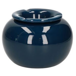 Terras asbak/stormasbak rond keramiek 16 x 11 cm blauw