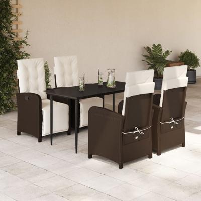 5-delige Tuinset met kussens poly rattan bruin