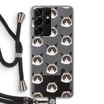 It's a Purrr Case: Samsung Galaxy S21 Ultra Transparant Hoesje met koord