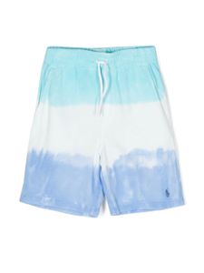 Ralph Lauren Kids short tie-dye à taille à lien de resserrage - Bleu