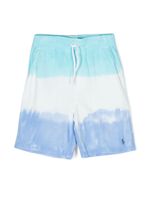 Ralph Lauren Kids short tie-dye à taille à lien de resserrage - Bleu