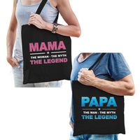 Mama en Papa the legend tasje - Cadeau tassen set voor Papa en Mama
