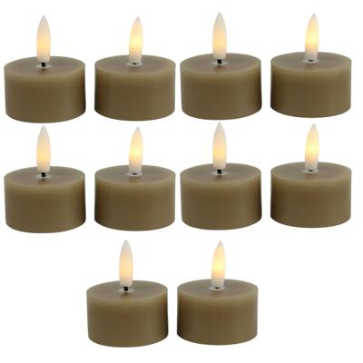 Countryfield LED theelichtjes/waxinelichtjes - 10x st - beige - D4 x H5,2 cm - met timer