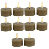 Countryfield LED theelichtjes/waxinelichtjes - 10x st - beige - D4 x H5,2 cm - met timer