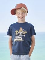 Jongensshirt met korte mouwen en grafisch ontwerp nachtblauw - thumbnail