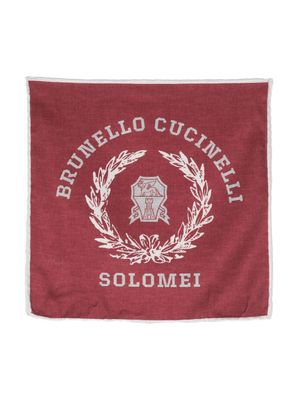 Brunello Cucinelli foulard en soie à logo imprimé - Rouge