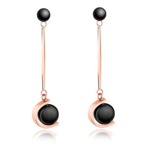 Cilla Jewels oorhangers Edelstaal Black Ball Rosegoud