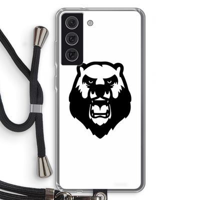 Angry Bear (white): Samsung Galaxy S21 FE Transparant Hoesje met koord