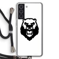 Angry Bear (white): Samsung Galaxy S21 FE Transparant Hoesje met koord
