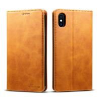 Suteni kalf textuur horizontale Flip lederen case voor iPhone XS Max met houder & kaartsleuven & portemonnee (bruin)