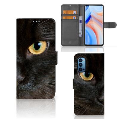 OPPO Reno 4 Pro 5G | Telefoonhoesje | Met pasjeshouder | Zwarte Kat