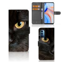 OPPO Reno 4 Pro 5G | Telefoonhoesje | Met pasjeshouder | Zwarte Kat
