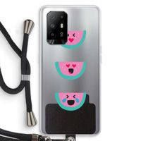 Smiley watermeloen: Oppo A94 5G Transparant Hoesje met koord