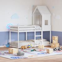 Stapelbed met bedhuis massief grenenhout wit 80x200 cm