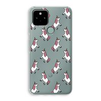 Eenhoorns overal: Google Pixel 5 Transparant Hoesje