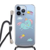 Vliegende eenhoorn: iPhone 13 Pro Transparant Hoesje met koord