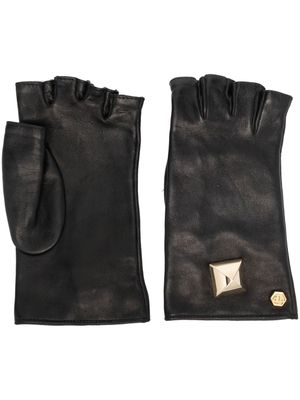 Philipp Plein gants à détails de clous - Noir