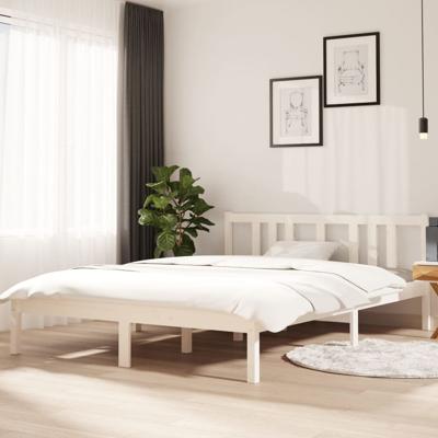 Bedframe massief hout wit 140x200 cm