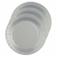 Santex feest gebak/taart bordjes - zilver - 10x stuks - karton - D17 cm - Feestbordjes - thumbnail