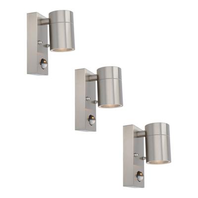 Set van 3 Mason Wandlampen - 4000K neutraal wit - Bewegingssensor en Schemerschakelaar - RVS - IP44 Waterdicht - Wandspot voor binnen en buiten