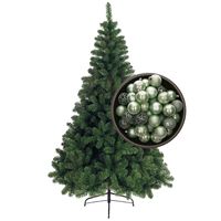 Bellatio Decorations kunst kerstboom 210 cm met kerstballen mintgroen - thumbnail