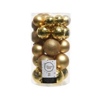 Decoris kerstballen - 30x st - goud - 4, 5 en 6 cm - kunststof - kerstversiering - thumbnail