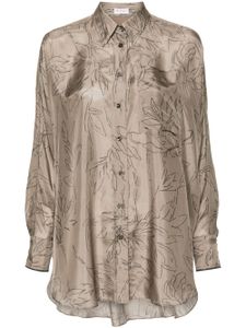 Brunello Cucinelli chemise en soie à imprimé graphique - Vert