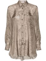 Brunello Cucinelli chemise en soie à imprimé graphique - Vert