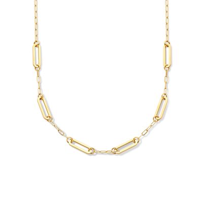 Ketting Paperclipschakel Platte Buis staal goudkleurig 8 mm 42 + 3 cm