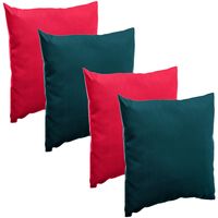 Bank/sier/tuin kussens voor binnen/buiten set 4x stuks rood/emerald groen 40 x 40 cm