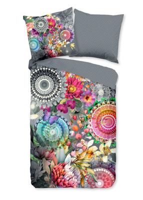 HIP Dekbedovertrek "mandalas en bloemen" - Grijs - (135x200 cm) - Katoen Satijn HIP Dekbedovertrek "mandalas en bloemen" - Grijs - (135x200 cm) - Katoen Satijn