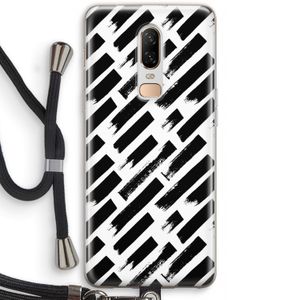 Zwarte vegen: OnePlus 6 Transparant Hoesje met koord