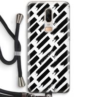 Zwarte vegen: OnePlus 6 Transparant Hoesje met koord