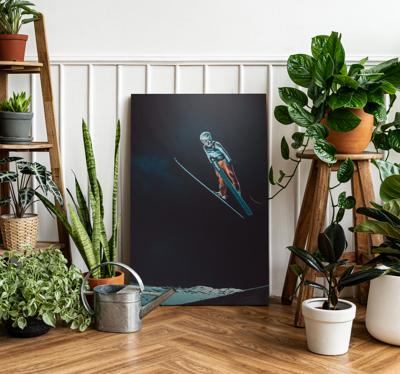 Canvas ski springen in nacht