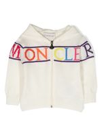 Moncler Enfant hoodie zippé à logo intarsia - Blanc