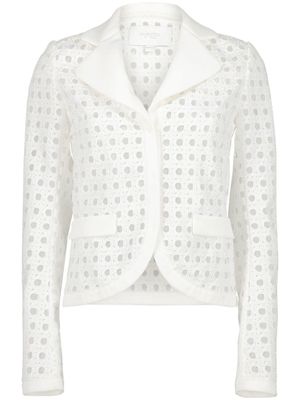 Giambattista Valli blazer boutonné en maille ajourée - Blanc