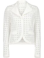 Giambattista Valli blazer boutonné en maille ajourée - Blanc