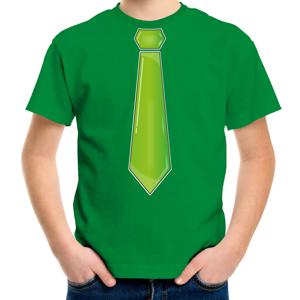 Verkleed t-shirt voor kinderen - stropdas - groen - jongen - carnaval/themafeest kostuum