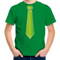 Verkleed t-shirt voor kinderen - stropdas - groen - jongen - carnaval/themafeest kostuum - thumbnail