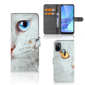 OPPO A53 | OPPO A53s Telefoonhoesje met Pasjes Witte Kat