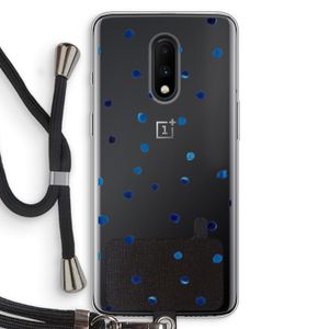 Blauwe stippen: OnePlus 7 Transparant Hoesje met koord