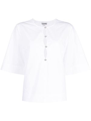 GANNI blouse à détails de découpes - Blanc