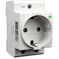 Din rail stopcontact 2p+PE SEP CWCD-1GI voor in de groepenkast met spanningsindicatie