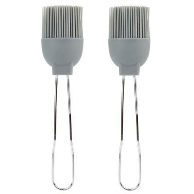 Lily Cook Bakkwasten - 2x - siliconen/metaal - flexibel - invetten - invetkwast - 22 cm - grijs