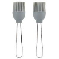 Lily Cook Bakkwasten - 2x - siliconen/metaal - flexibel - invetten - invetkwast - 22 cm - grijs