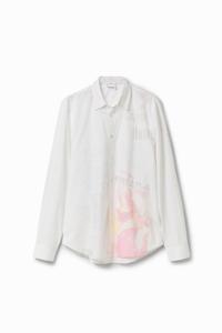 Shirt van popeline met kranten - WHITE - XL