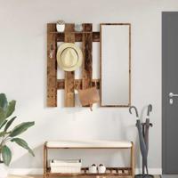 Wandgemonteerde kapstok met opslag Oude hout 100 x 10 x 100 cm