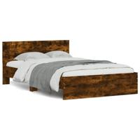 Bedframe met hoofdeinde en LED gerookt eikenkleurig 140x200 cm