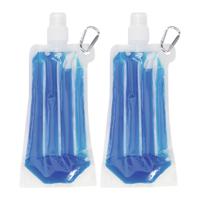 Drinkfles/bidon - 2x - blauw - navulbaar - met koelvloeistof - 400 ml - festival/outdoor